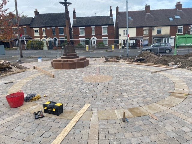 Circular paving job at Staffs war memorial