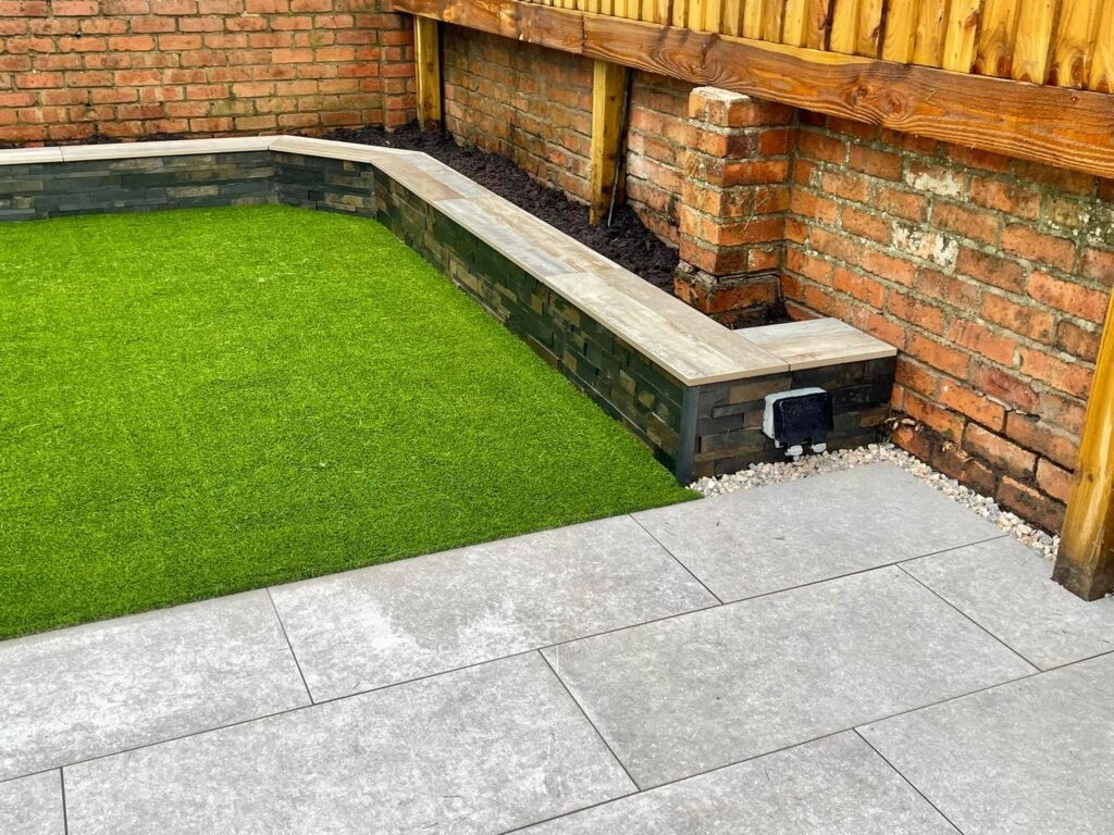 Planters topped with Italian Nuoak porcelain copings