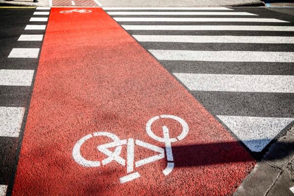 Red tarmac cycle lane