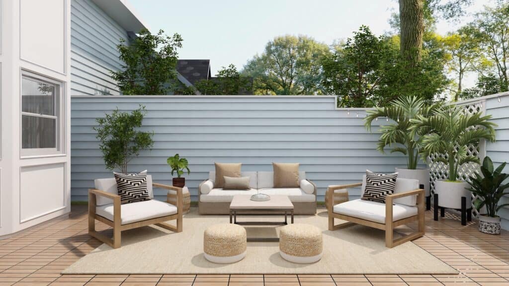 Warm pavers with dark grout