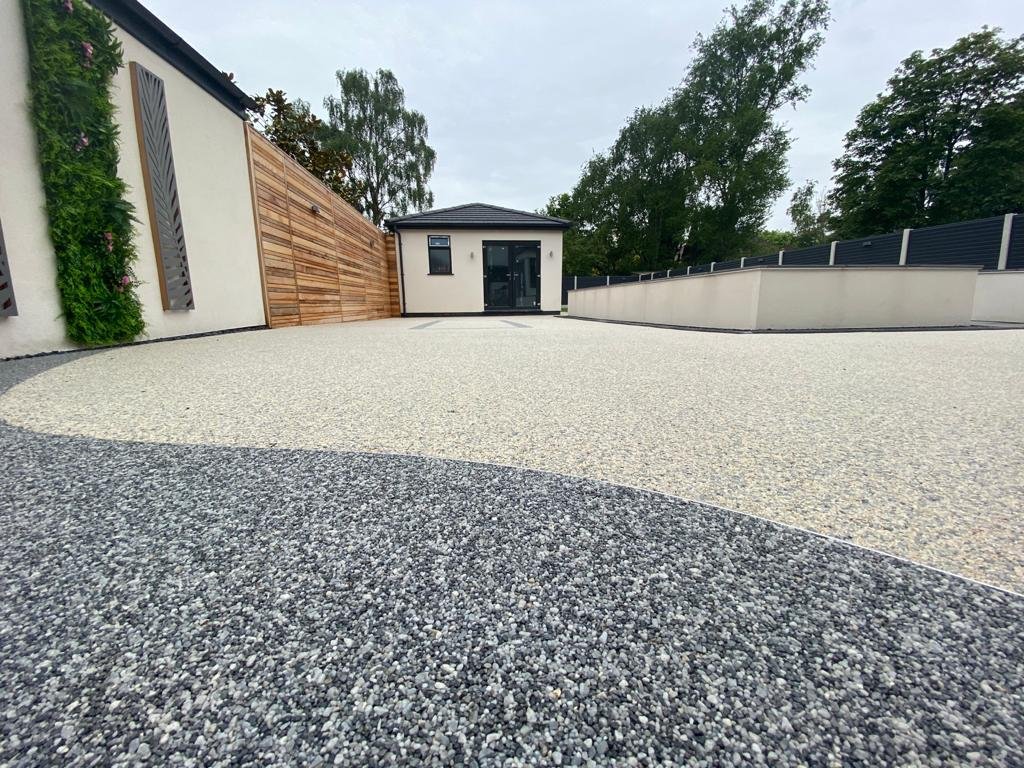 Close-up of resin patio